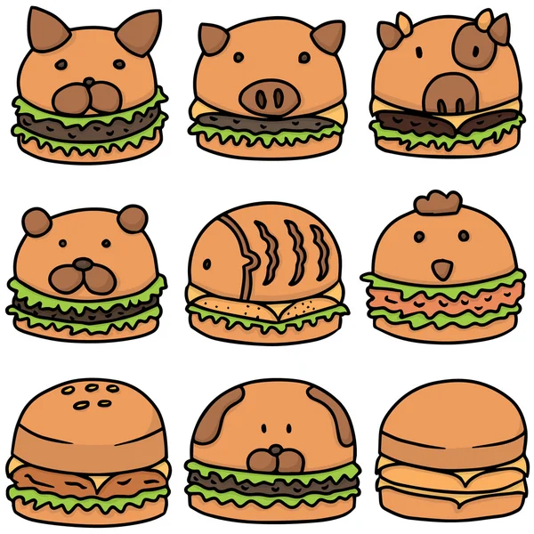 Vectorset hamburgers — Stockvector