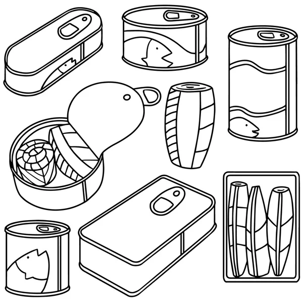 vektör set konserve balık