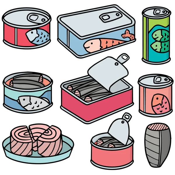 vektör set konserve balık