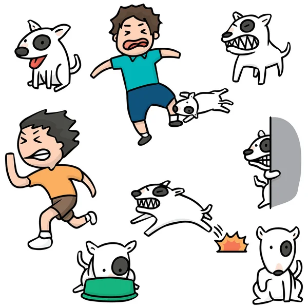 Vector set of man and dog — Stock Vector