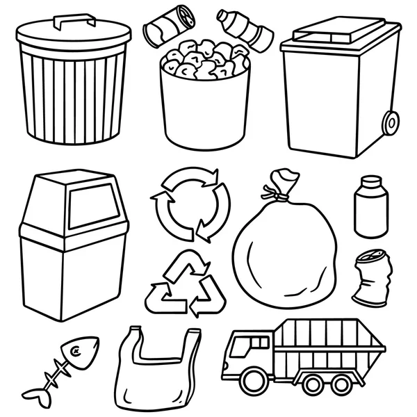 Vector set van afval en recycle pictogram — Stockvector