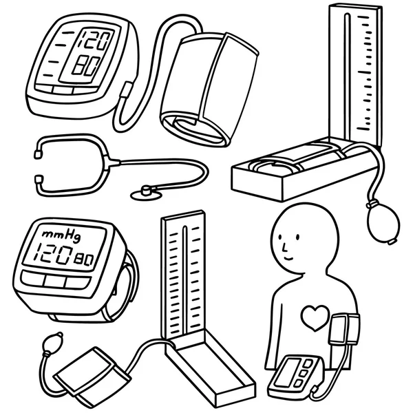 Vector conjunto de monitor de presión arterial — Vector de stock