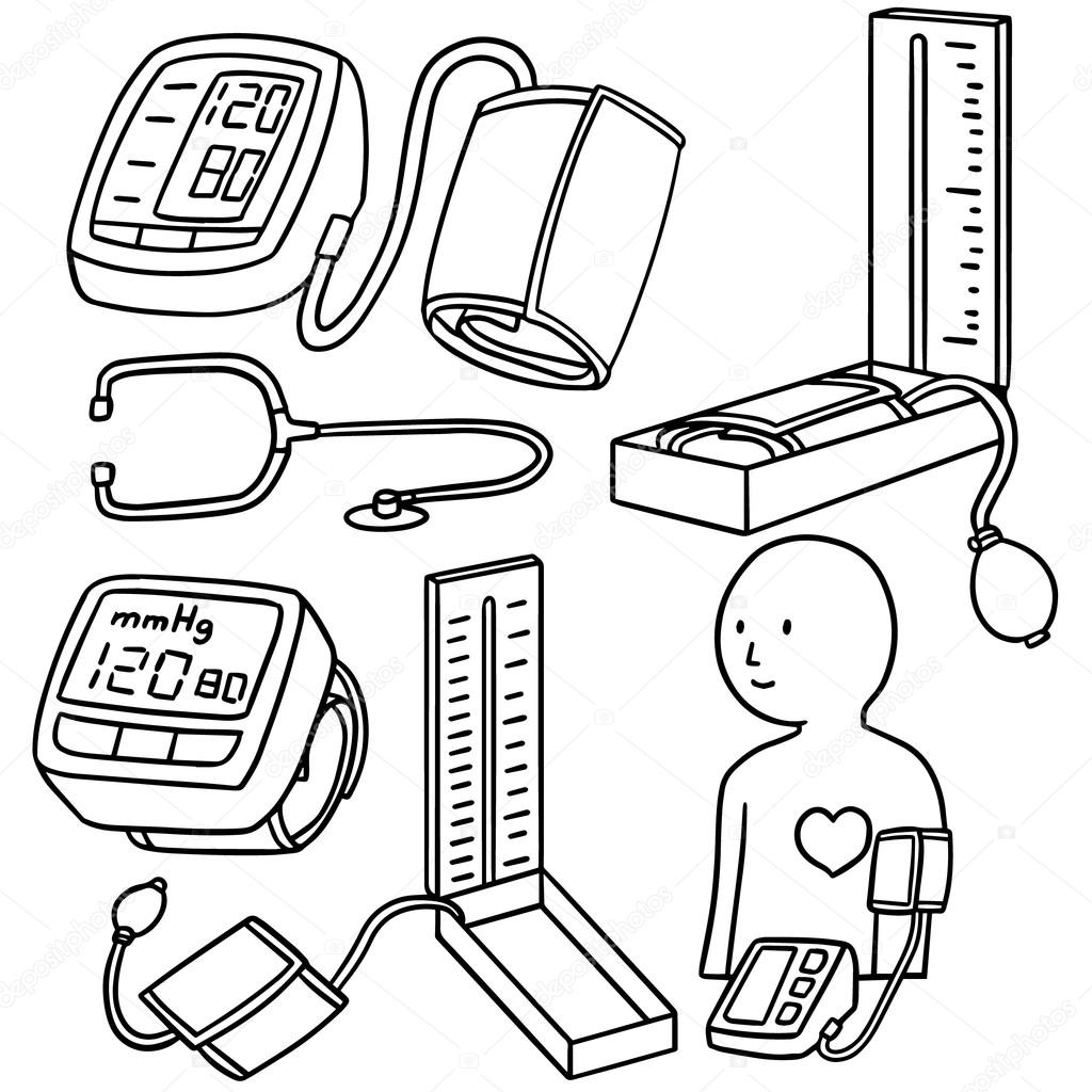 Vector set of blood pressure monitor Stock Vector by