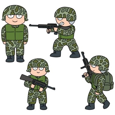 vector set of soldier clipart