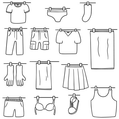 Giysi kurutma vektör set
