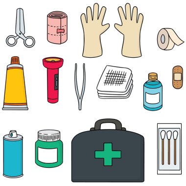 vector set of first aid kit clipart