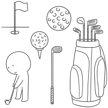 vektör set Golf ve golf ekipmanları