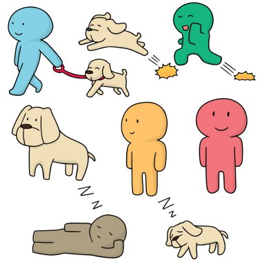 vektör set insan ve köpek