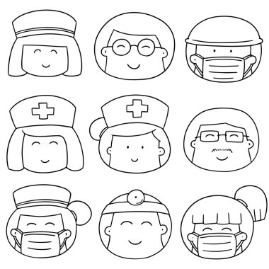 vektör tıbbi personel seti