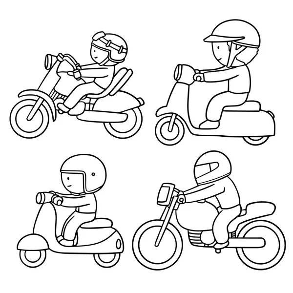 Vector set of riding motorcycle — Stock Vector