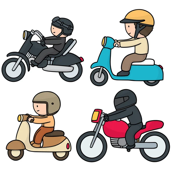 Vector set of riding motorcycle — Stock Vector