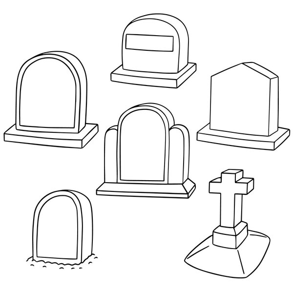 vector set of tombstone