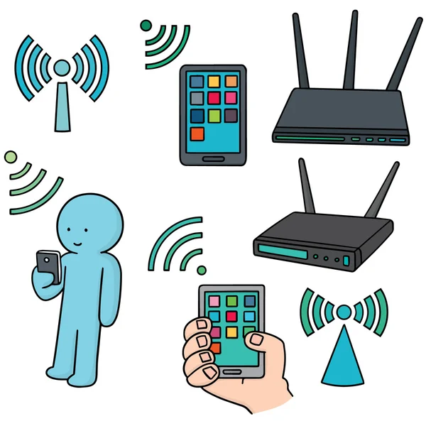 Ensemble vectoriel de routeur wifi — Image vectorielle