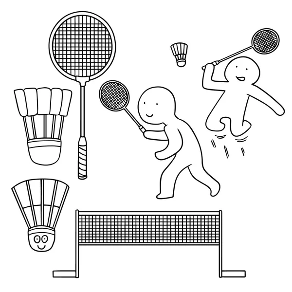 Vector set of badminton — Stock Vector