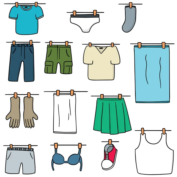 Ensemble vectoriel de vêtements de séchage — Image vectorielle