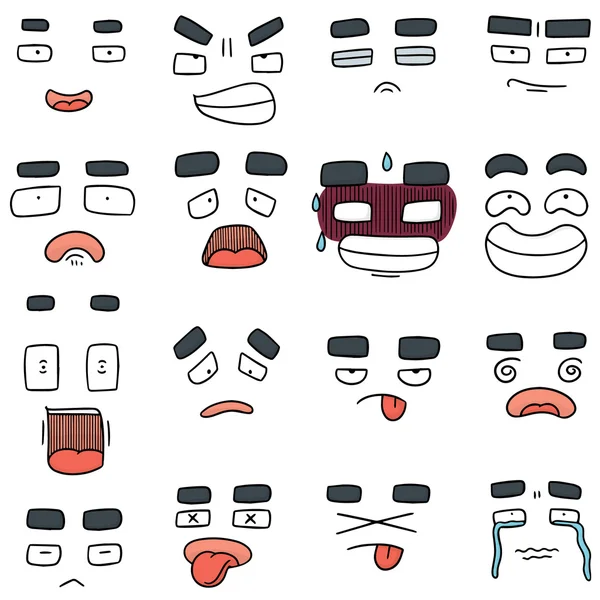 Vector conjunto de cara de dibujos animados — Vector de stock