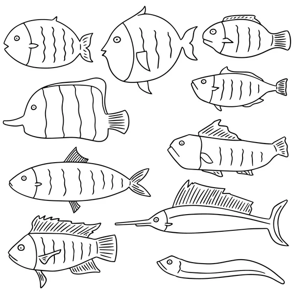 Vector set of fish — Stock Vector