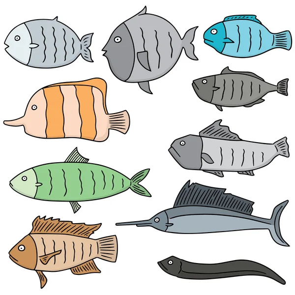 Jeu vectoriel de poissons — Image vectorielle