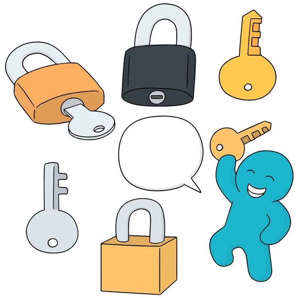 Vector set of lock and key — Stock Vector