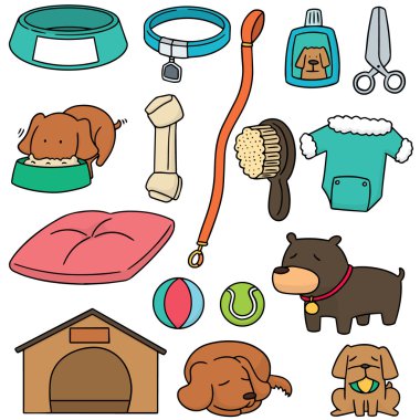 vektör set köpek aksesuarları