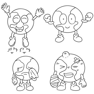 vektör set çizgi film Dünya'nın