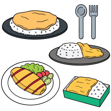 vektör set omlet pirinç