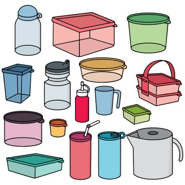 plastik konteyner vektör kümesi