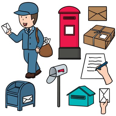 Postacı ve postbox vektör kümesi