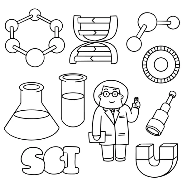 Conjunto vetorial de ícone de ciência — Vetor de Stock