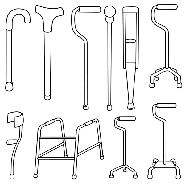 Ensemble vectoriel de bâton de marche — Image vectorielle