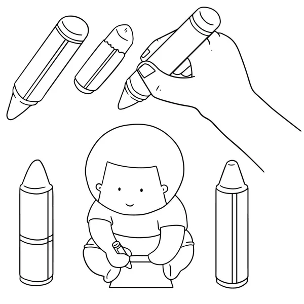 Vector set of crayon — Stock Vector