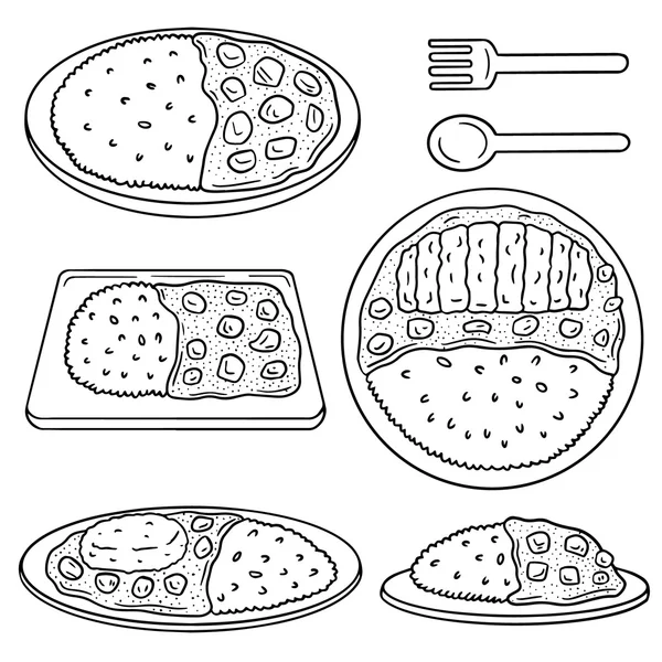 Vector uppsättning curry ris — Stock vektor