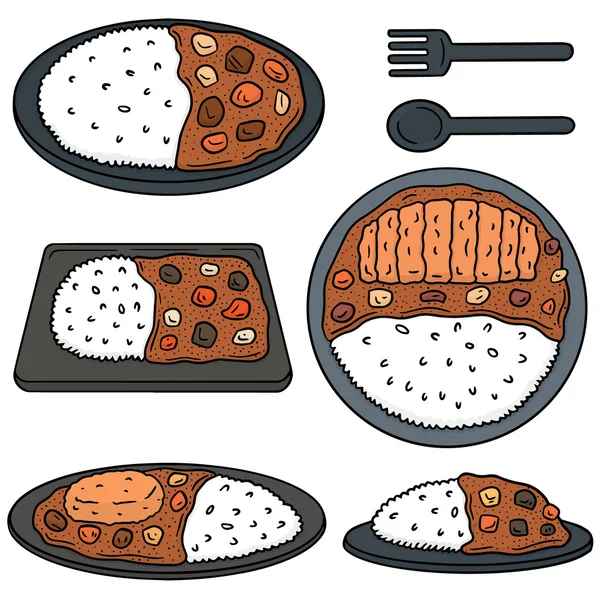 카레 라이스의 벡터 세트 — 스톡 벡터