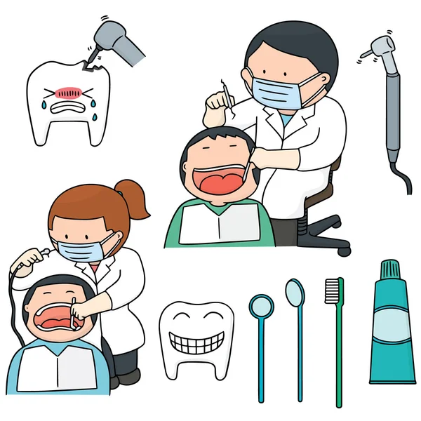 Jeu vectoriel de dentiste — Image vectorielle