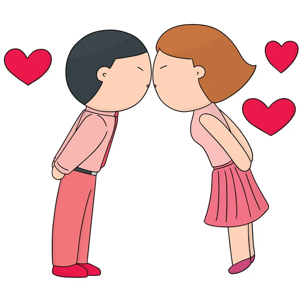 Vector set of man and woman kissing — Stock Vector