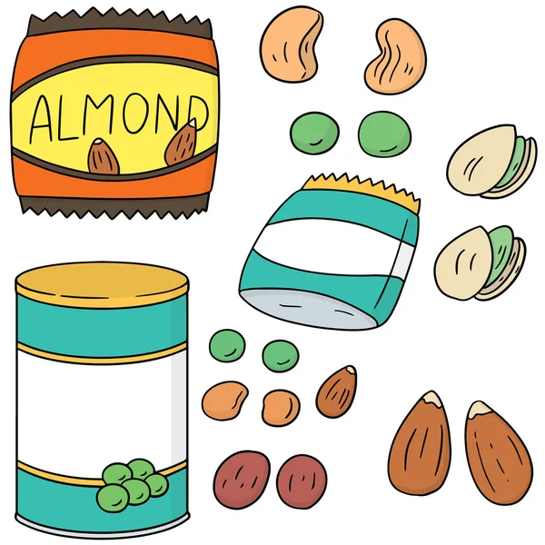 Vector set of beans and bean products — Stock Vector