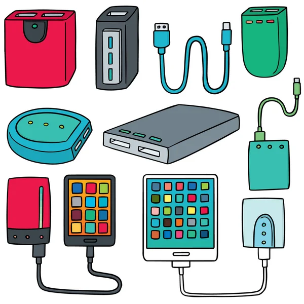 Jeu de vecteurs d'appareils intelligents et de powerbank — Image vectorielle