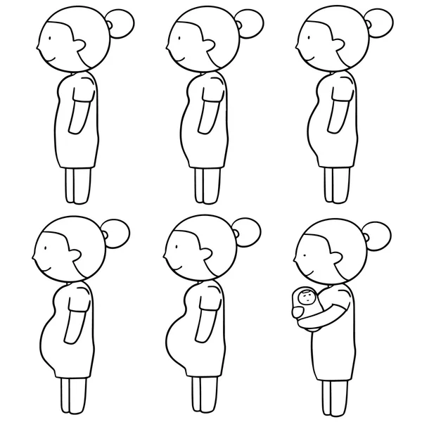 Ensemble vectoriel de femme enceinte — Image vectorielle