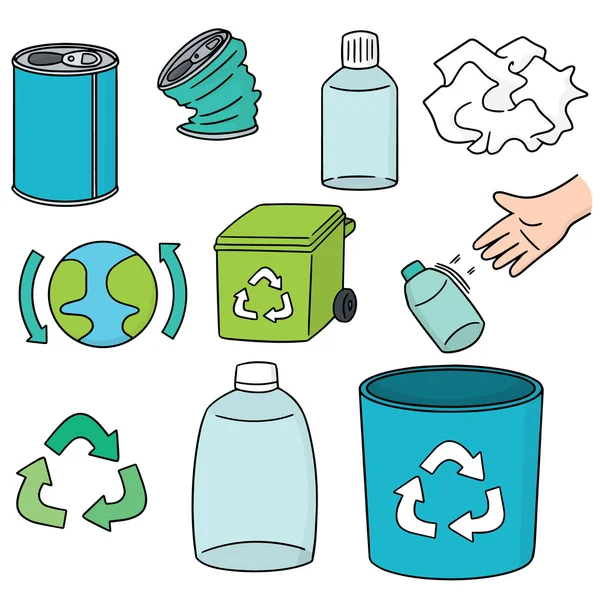 Vector conjunto de ecología y reciclar icono — Vector de stock