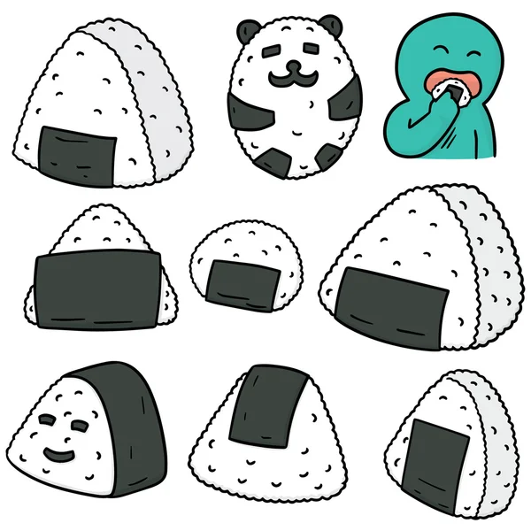 Vector set onigiri (Japanse rijst bal) — Stockvector