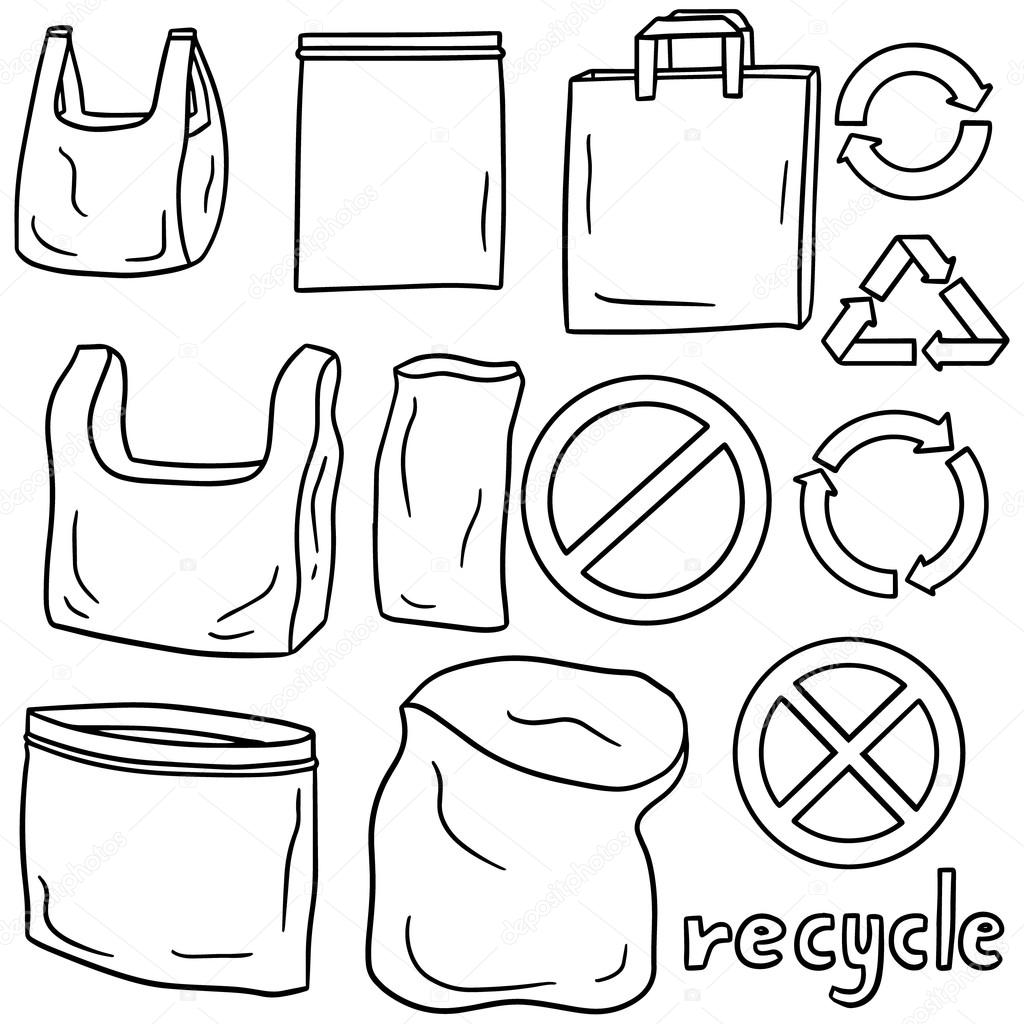 Vector set of plastic bag and recycle icon ⬇ Vector Image ...