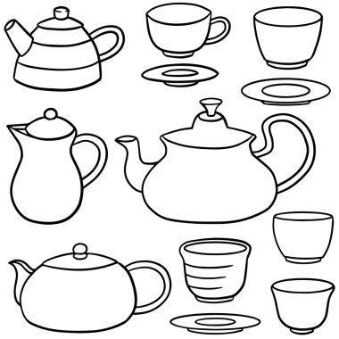 vektör set kahve ya da çay seti