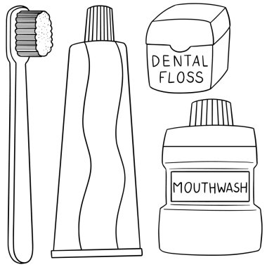 vektör kümesi diş bakım seti