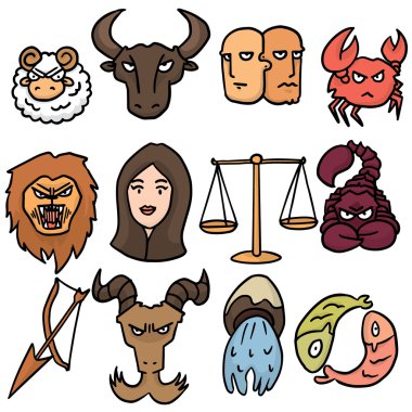 Zodyak simge vektör kümesi