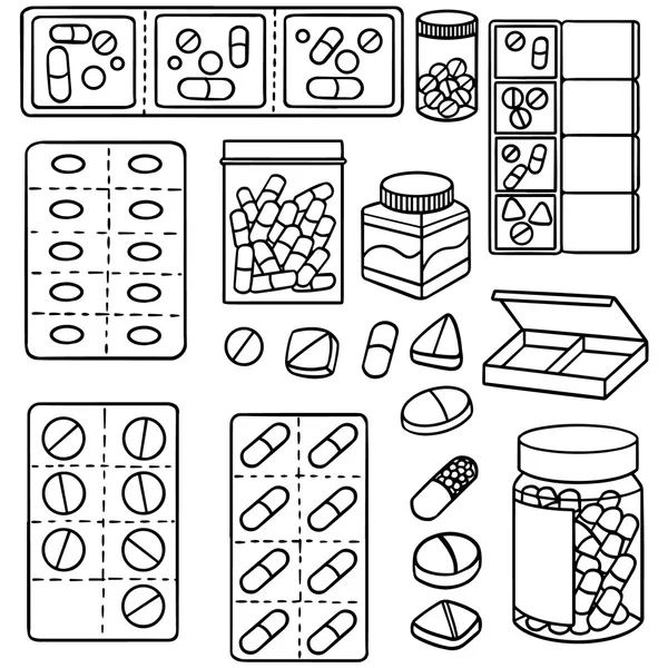 Ensemble vectoriel de médicaments — Image vectorielle