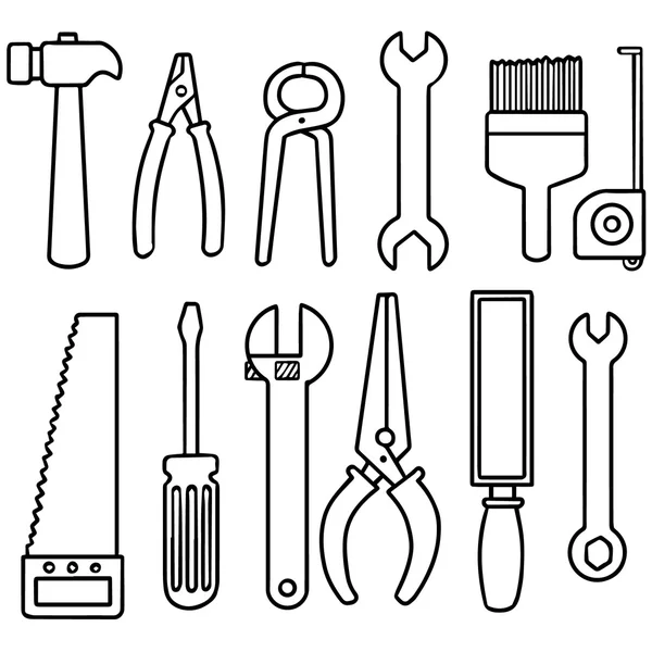 Ensemble vectoriel d'outils de construction — Image vectorielle
