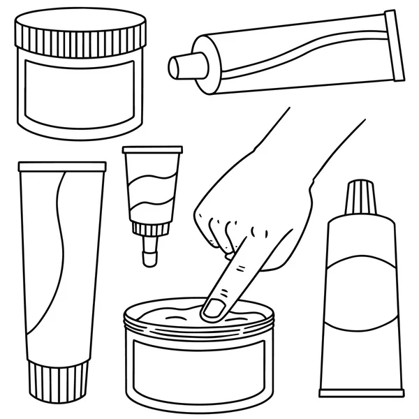 Vector conjunto de la medicina tópica cosmética y tópica — Archivo Imágenes Vectoriales