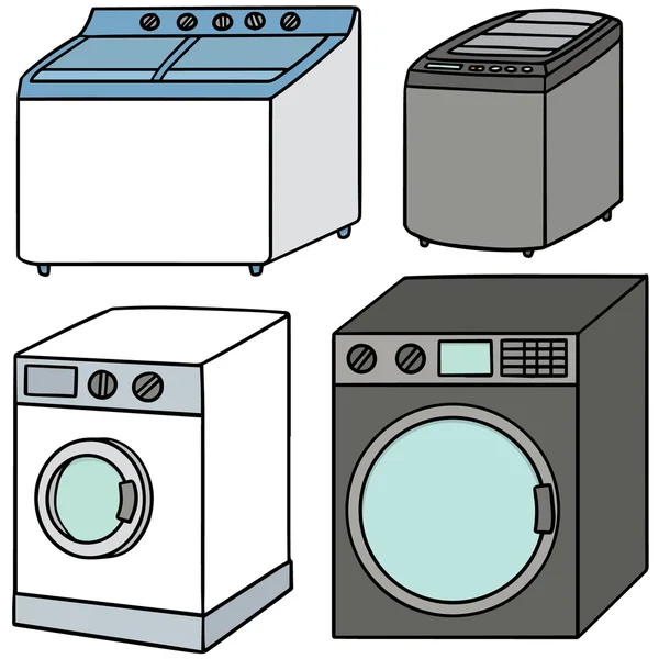 Векторный набор стиральной машины — стоковый вектор