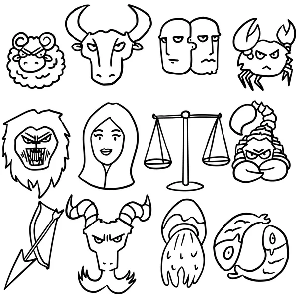 Conjunto vetorial de ícone do zodíaco —  Vetores de Stock