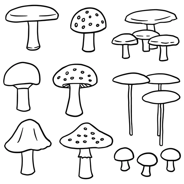 Insieme vettoriale di funghi — Vettoriale Stock